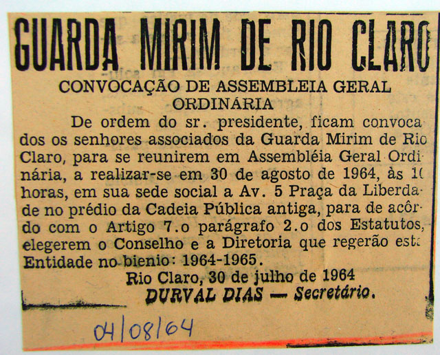 Imagem da notícia 'GUARDA MIRIM DE RIO CLARO'