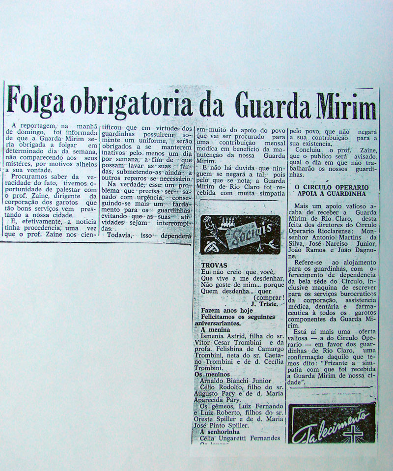 Imagem da notícia 'FOLGA OBRIGATORIA DA GUARDA MIRIM'