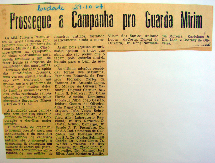 Imagem da notícia 'PROSSEGUE CAMPANHA PRÓ GUARDA MIRIM'