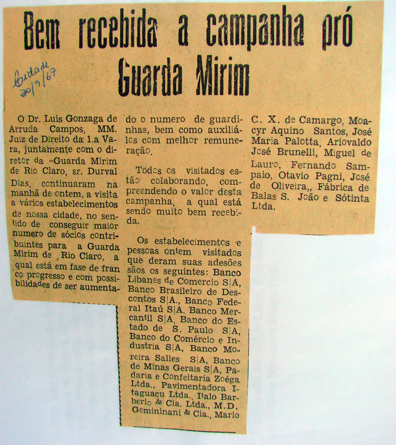Imagem da notícia 'BEM RECEBIDA A CAMPANHA PRÓ GUARDA MIRIM'