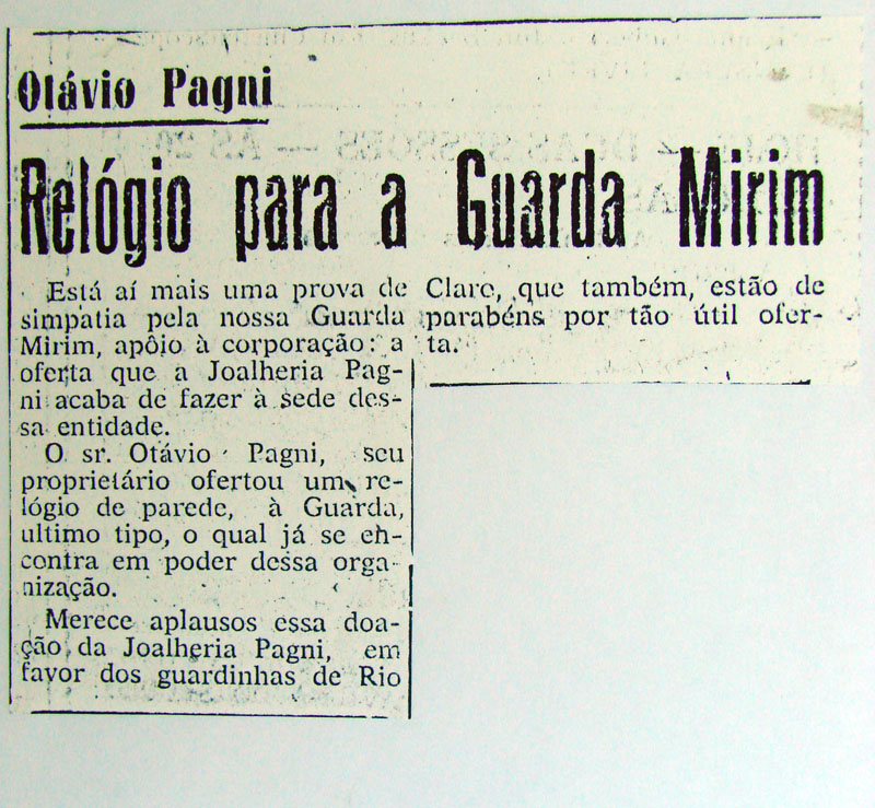 Imagem da notícia 'RELOGIO PARA A GUARDA MIRIM'