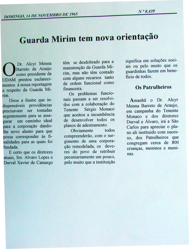 Imagem da notícia 'GUARDA MIRIM TEM NOVA ORIENTAÇAO'